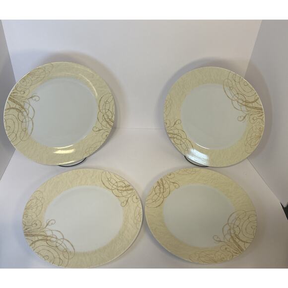 Noble Excellence 12 Days of Christmas Dinner Plates Gold Scroll Set of 4 - Picture 2 of 13